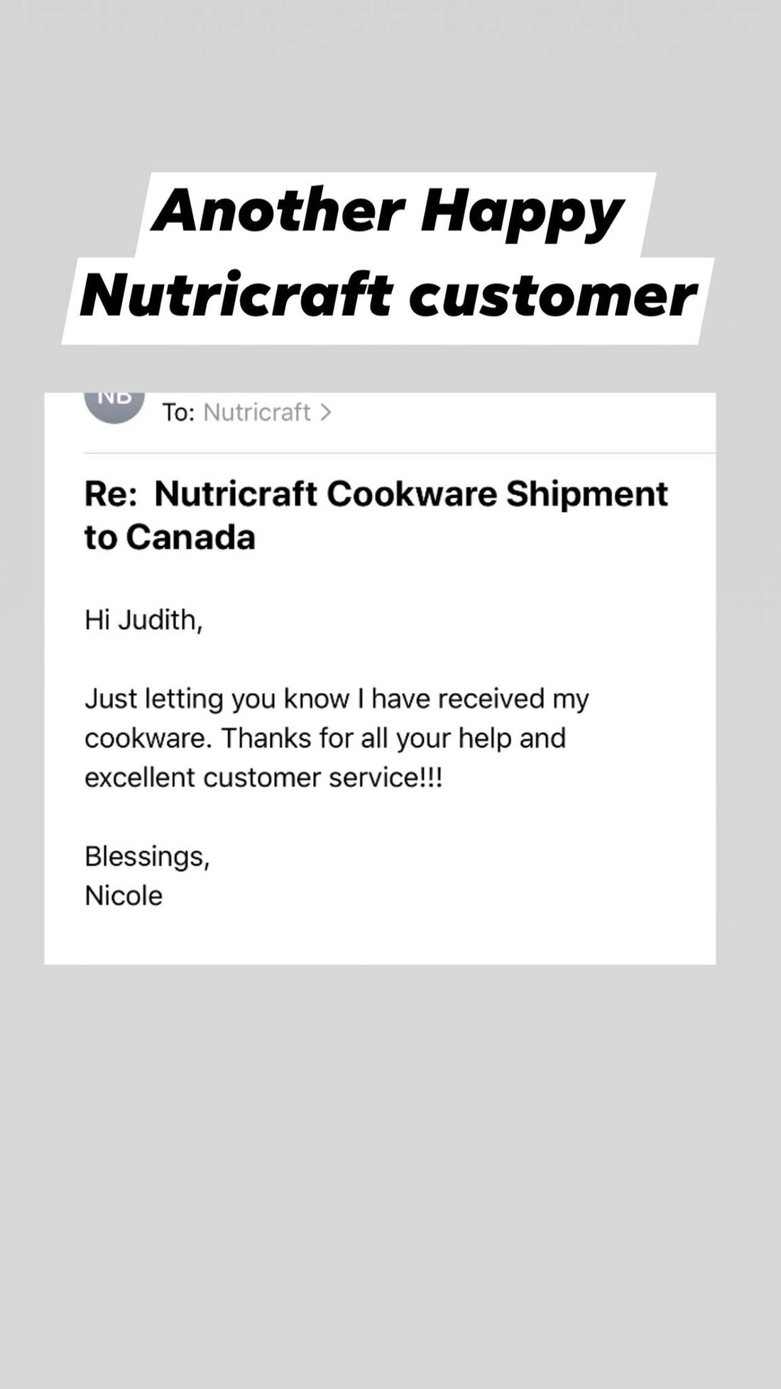 Another Happy Nutricraft Customer