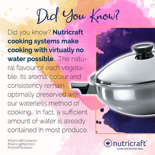 Nutricraft cooking system with virtually no water possible