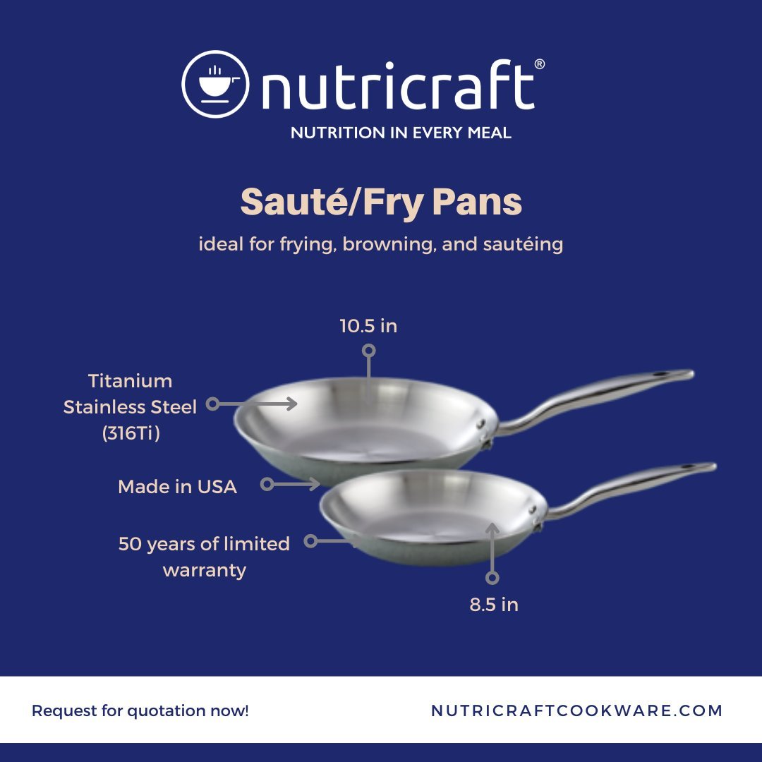 Nutricraft 10 1/2 Sauté / Fry Pan, Titanium Stainless Steel (316Ti), Made in U.S.A.