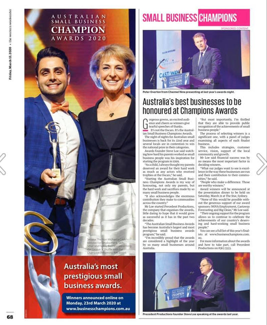 Australian Small Business Champion Awards - 2020 Finalist for New Business