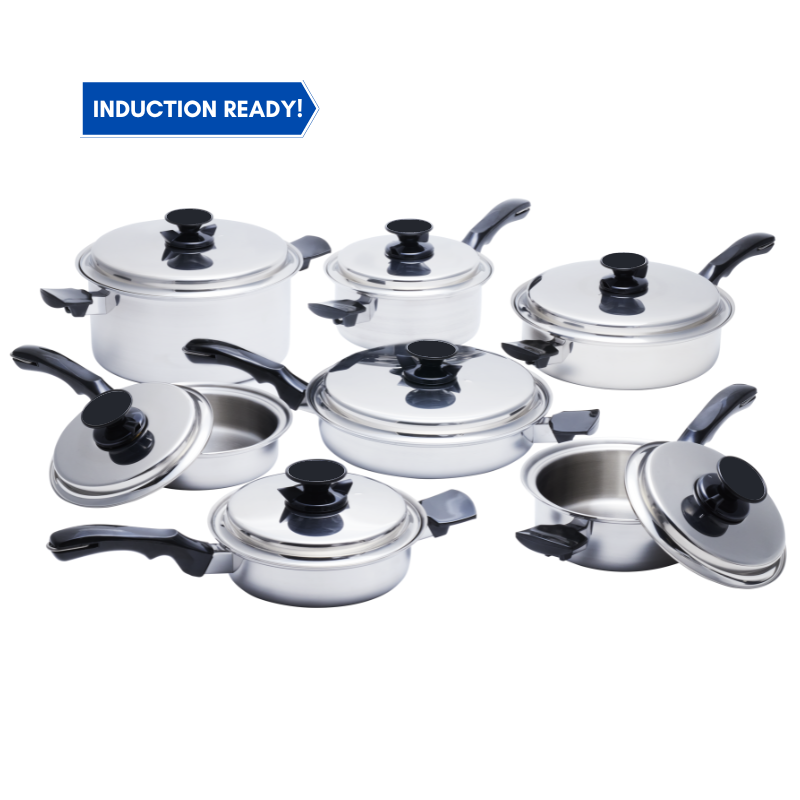 14 Piece Cookware Set, Titanium Stainless Steel (316Ti), Made in the U.S.A. | Nutricraft