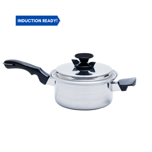 3 Quart Saucepan with Cover 2.8L, Titanium Stainless Steel (316Ti), Made in the U.S.A. | Nutricraft