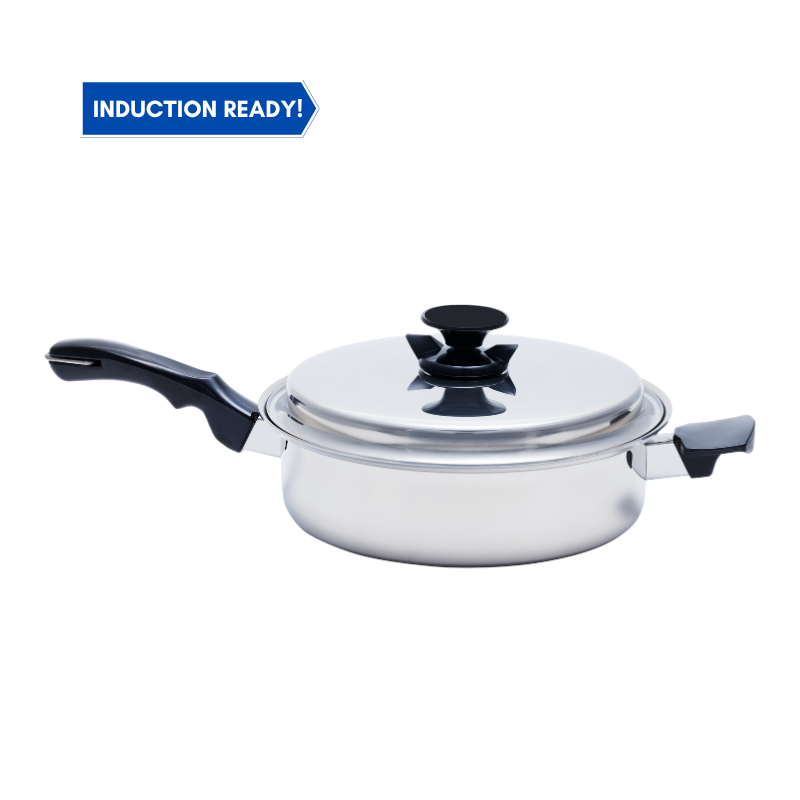 4 Quart Everyday Pan with Cover 11" Diameter, Titanium Stainless Steel (316ti), Made in the U.S.A. | Nutricraft