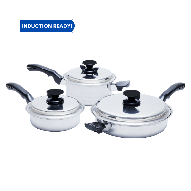 6 Piece Cookware Set, Titanium Stainless Steel (316Ti), Made in the U.S.A. | Nutricraft