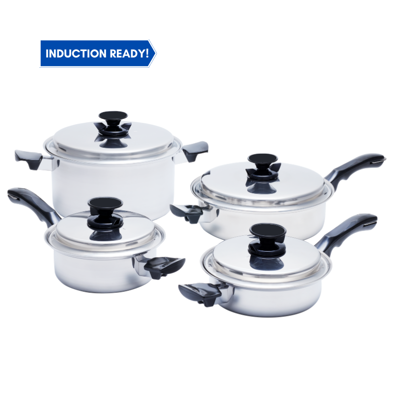 8 Piece Cookware Set, Titanium Stainless Steel (316Ti), Made in the U.S.A. | Nutricraft